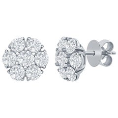 14 Karat Flower Shaped Diamond Earrings 3.50 Carat