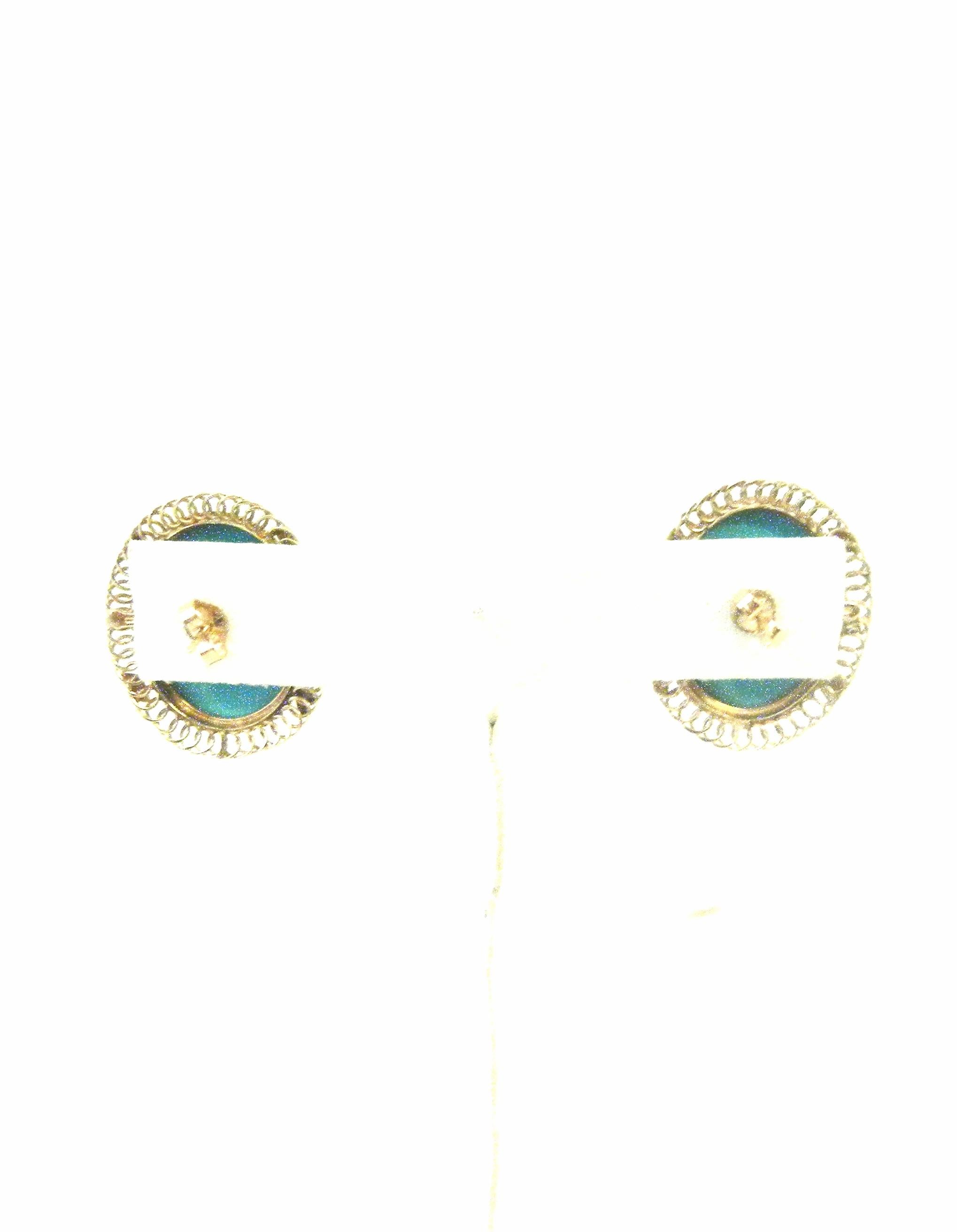 Women's 14 Karat Framed Persian Turquoise Pierced Earrings