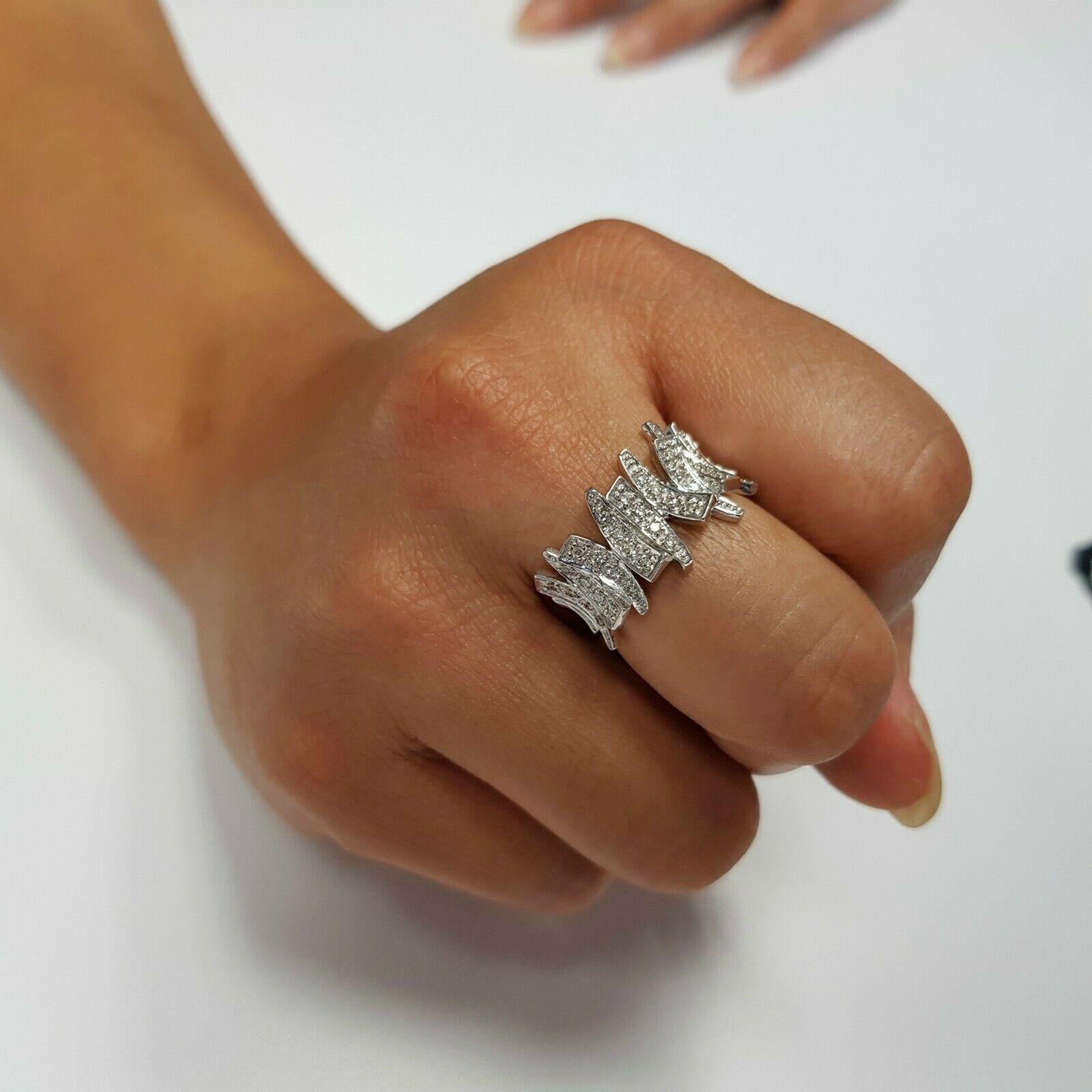 Contemporary 14 Karat Freeform Diamond Ring