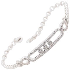 14 Karat Geometric Diamond Slide Bracelet White Gold