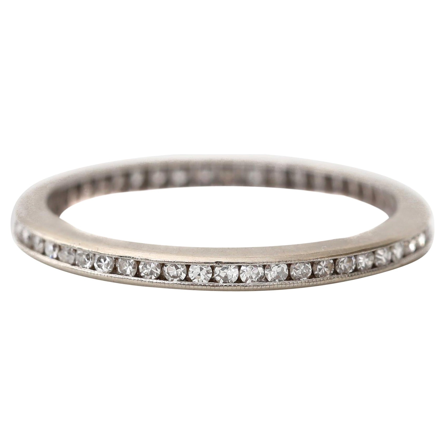 14 Karat Gold 0.70 Carat Single Cut Diamond Eternity Band Stackable, circa 1950s