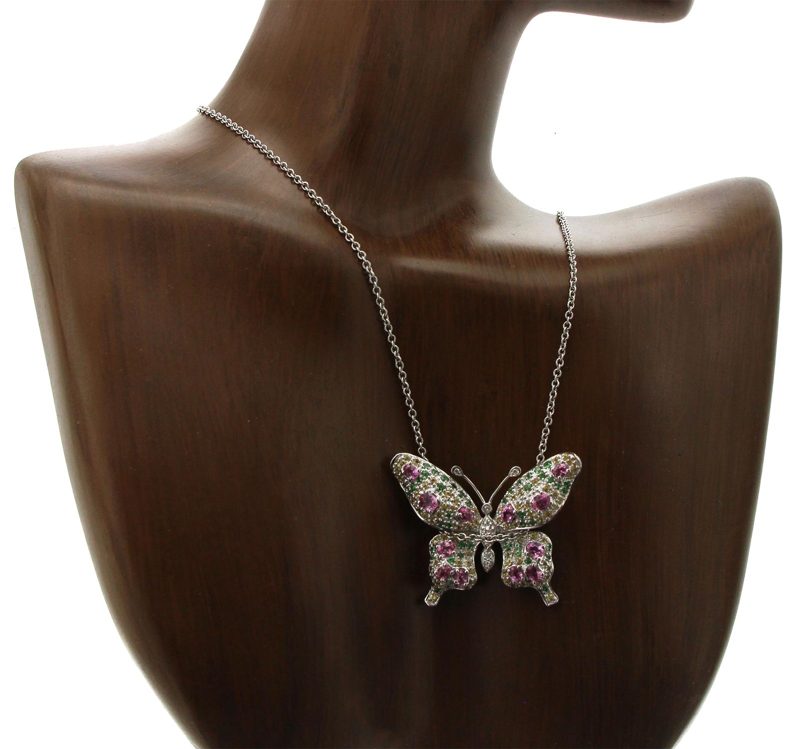 gemstone butterfly pendant