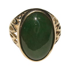 14 Karat Gold 11 Karat Jade Mid-Century Ring Karbra 62