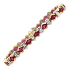 14 Karat Gold 12 Carat Ruby 2.25 Carat Diamond Bracelet