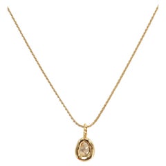 14 Karat Gold Diamond Slice Charm Necklace by Mon Pilar
