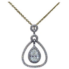 14 Karat Gold 1.93 Carat Pear-Shaped Diamond Necklace