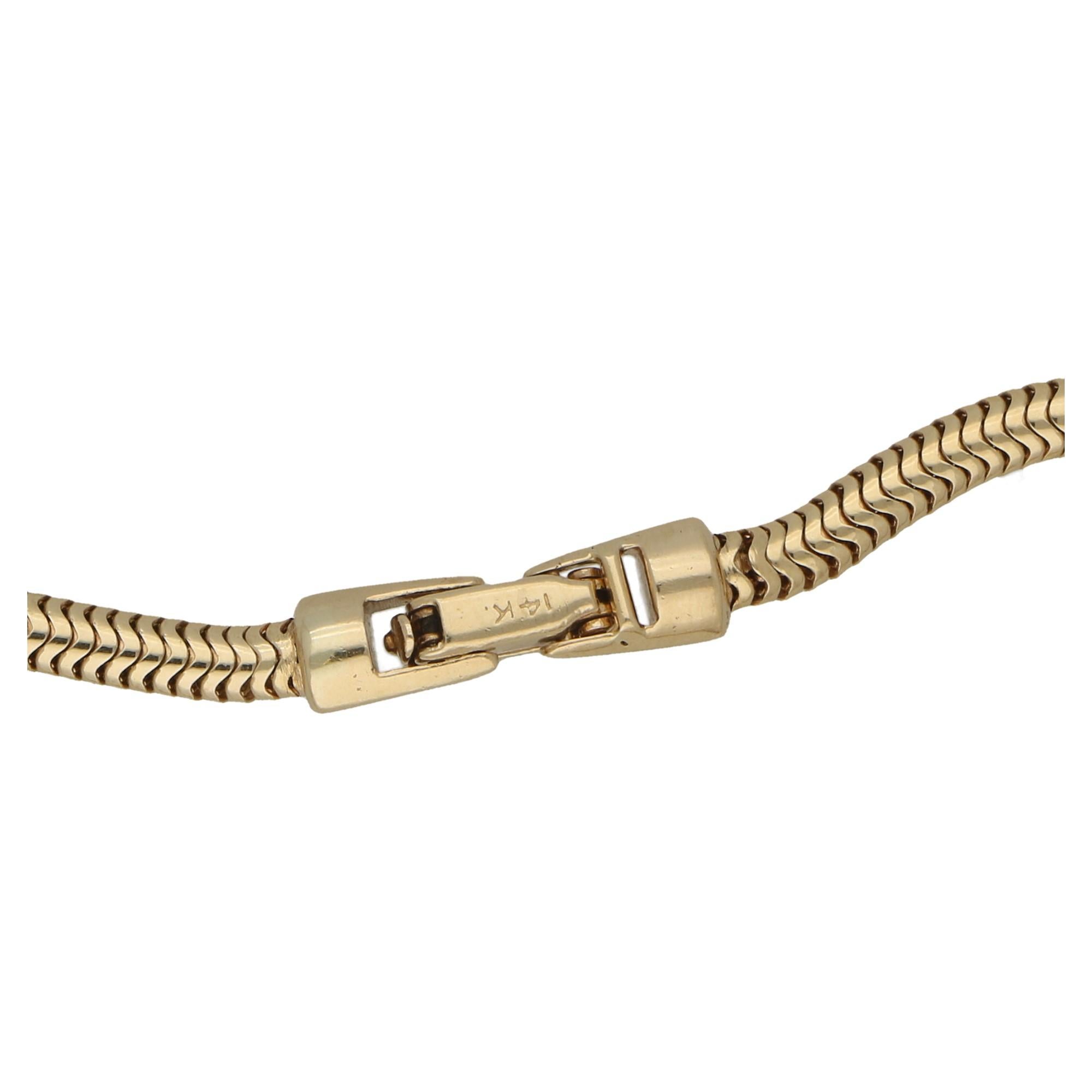 14 Karat Gold 1940s Drop Necklace im Zustand „Hervorragend“ in London, GB