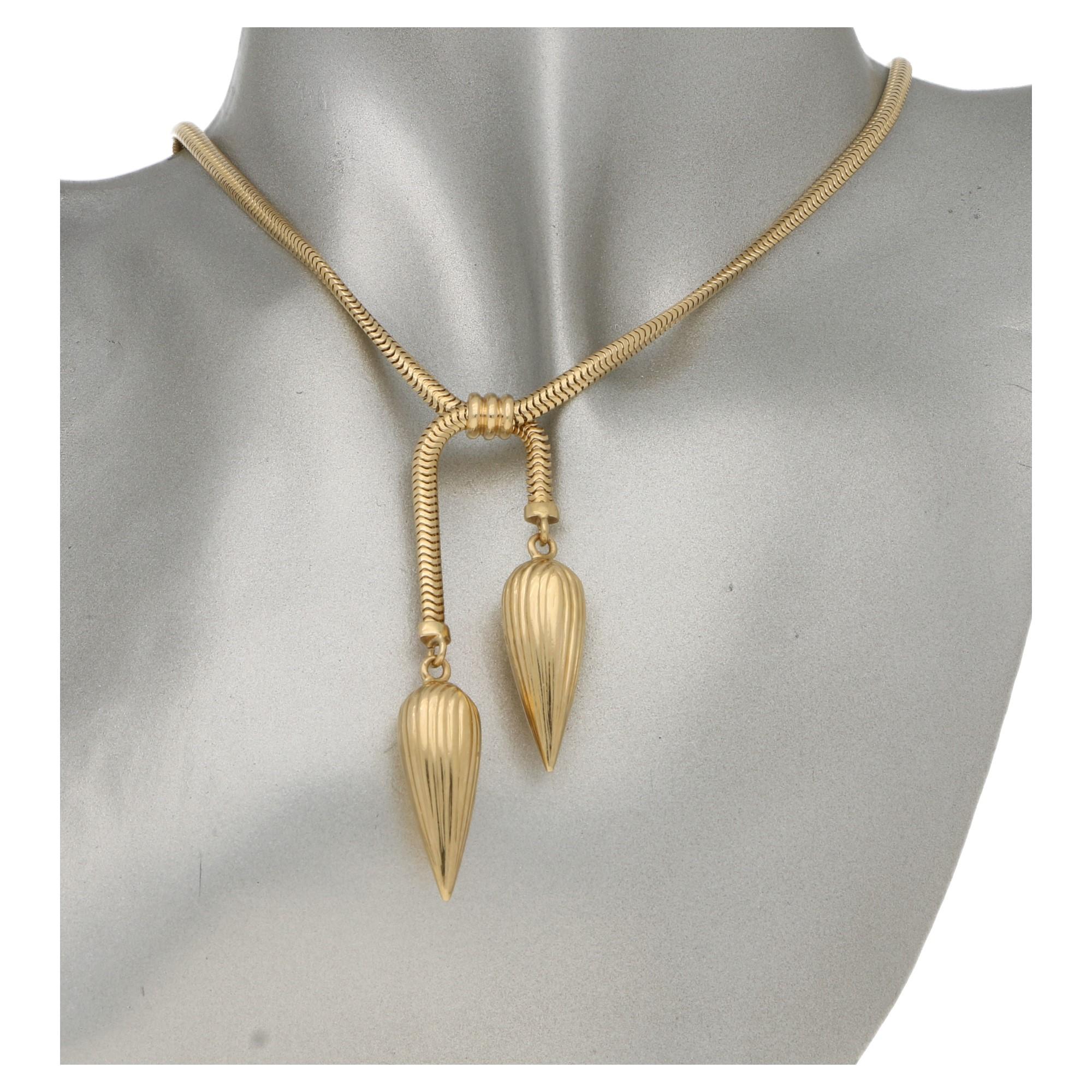 14 Karat Gold 1940s Drop Necklace für Damen oder Herren