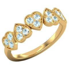 14 Karat Gold Aquamarine Ring / March Birthstone Ring / Heart Ring for Her