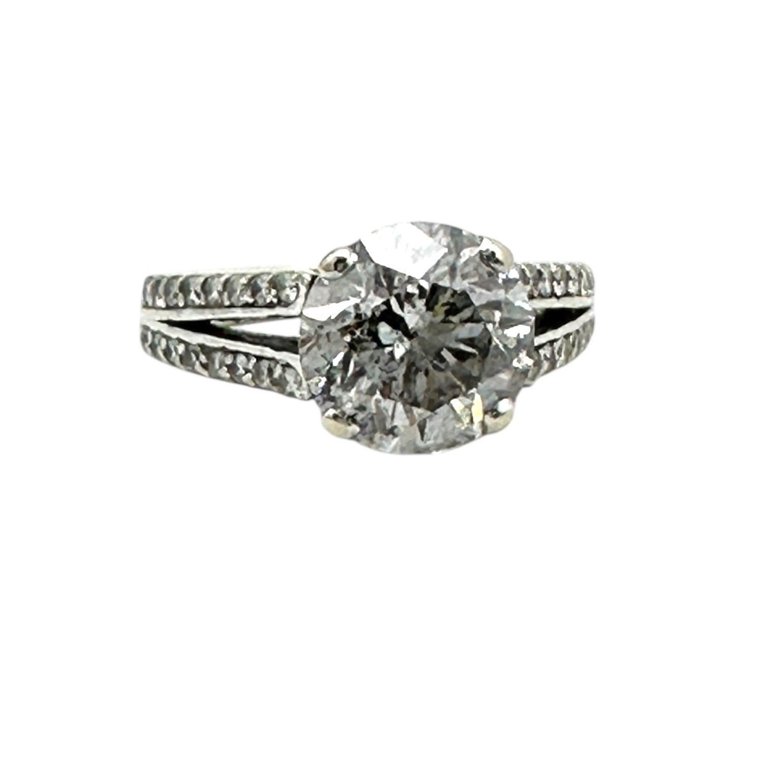 Anello di fidanzamento solitario in oro 14 carati da 2,95 carati con diamante rotondo 3,31ctw in vendita 4