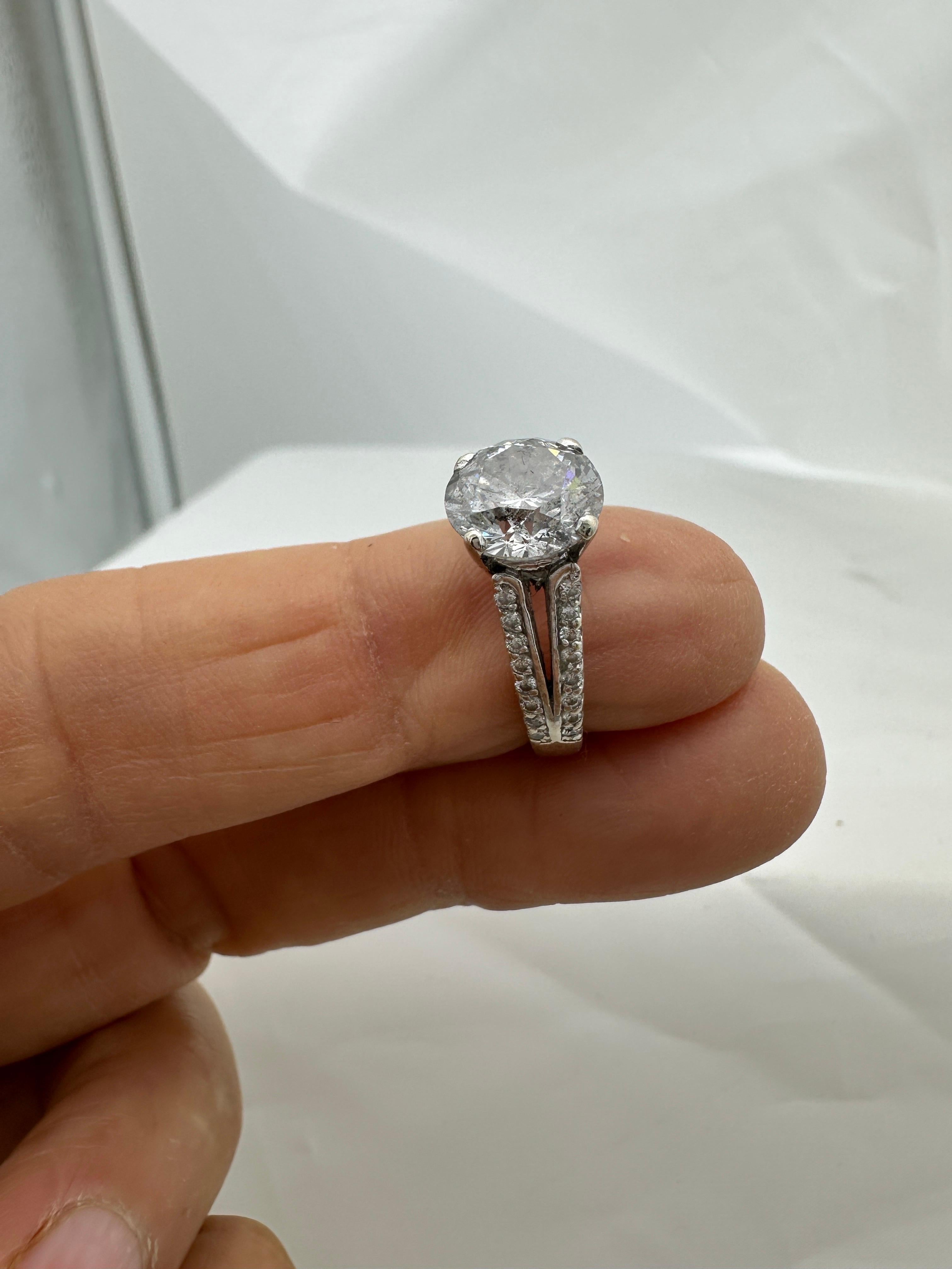 Anello di fidanzamento solitario in oro 14 carati da 2,95 carati con diamante rotondo 3,31ctw in vendita 6