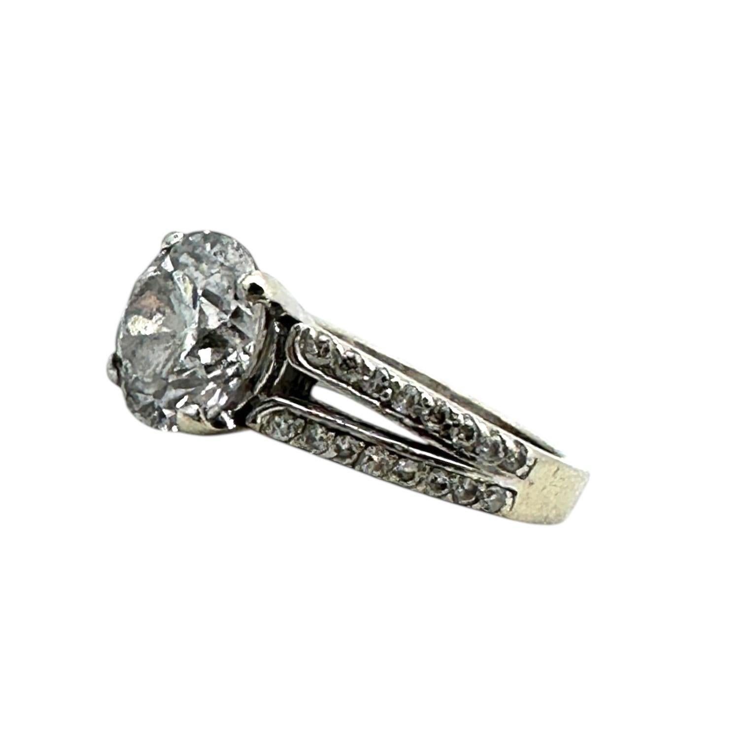 Donna Anello di fidanzamento solitario in oro 14 carati da 2,95 carati con diamante rotondo 3,31ctw in vendita