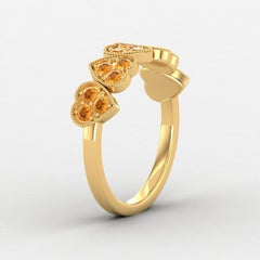 14 Karat Gold Citrine Ring / November Birthstone Ring / Heart Ring for Her