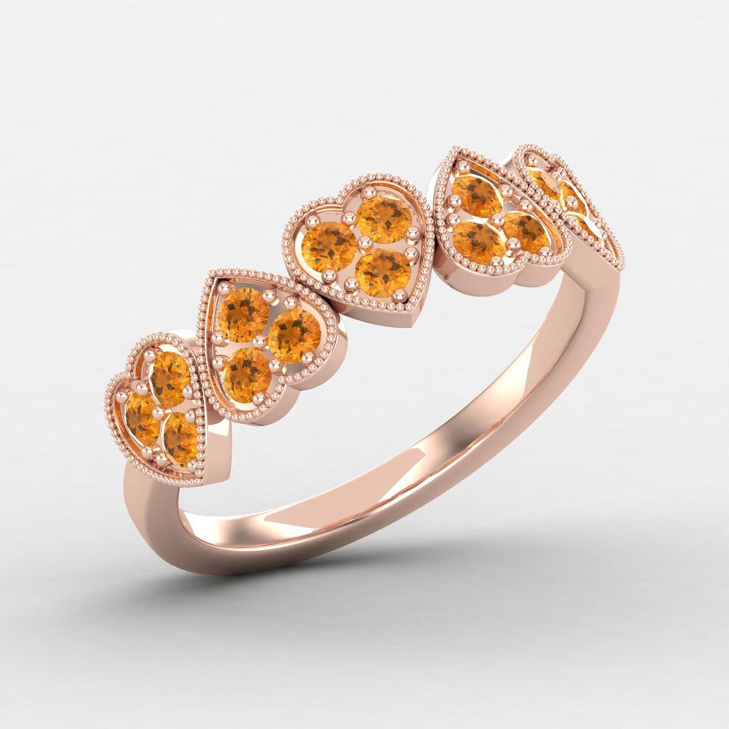 Moderne Bague en or 14 carats avec citrine / Bague de naissance de novembre en forme de cœur pour elle en vente