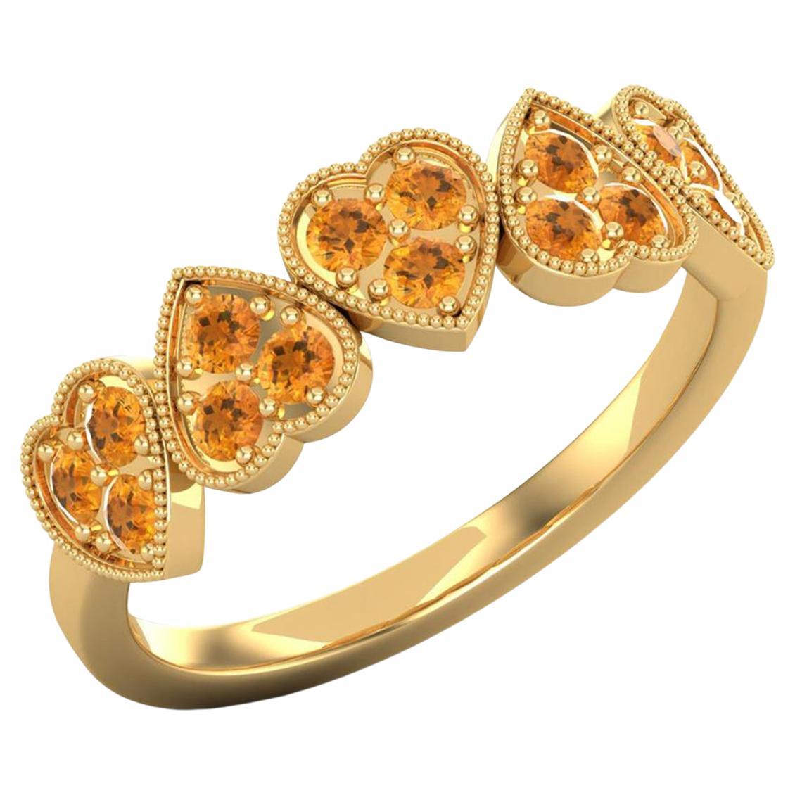 14 Karat Gold Citrine Ring / November Birthstone Ring / Heart Ring for Her For Sale