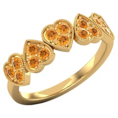 14 Karat Gold Citrine Ring / November Birthstone Ring / Heart Ring for Her