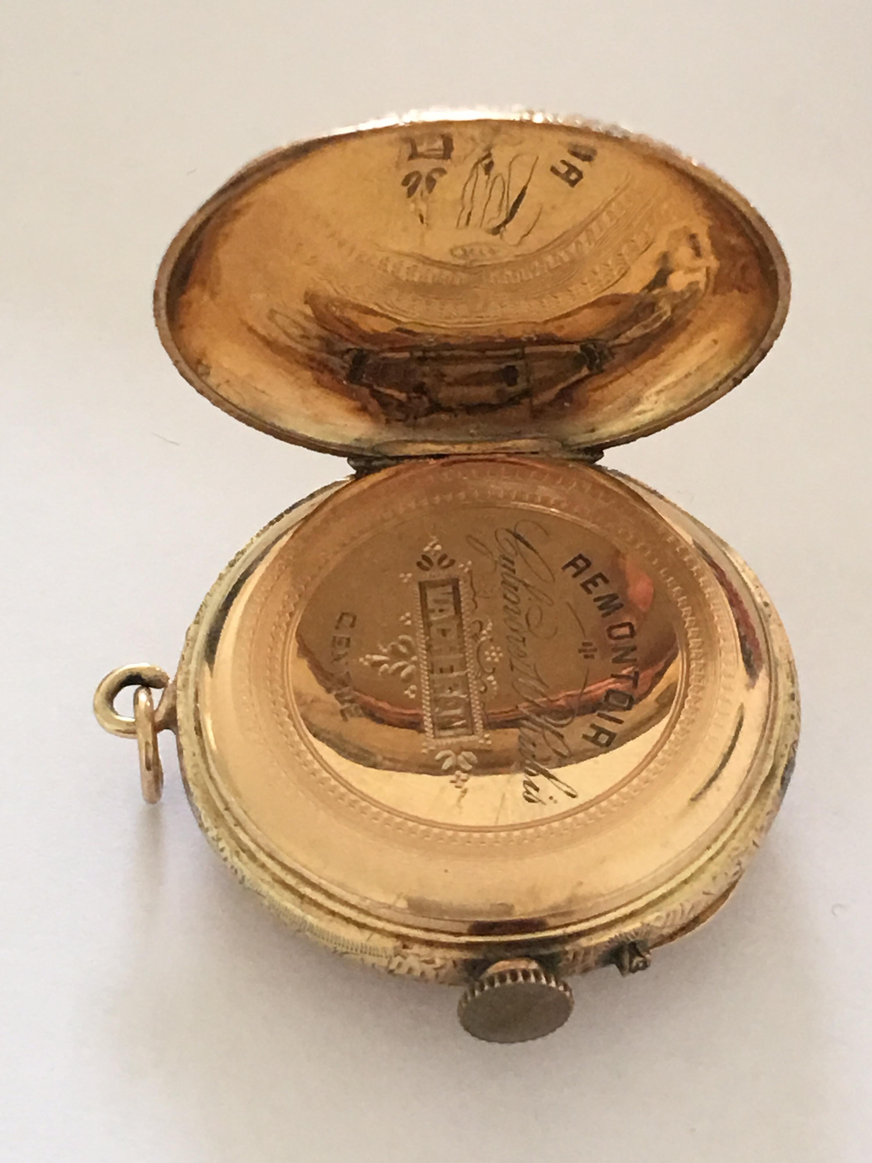 14 Karat Gold 33mm Vacheron Antique Pendant or Fob Watch For Sale 5