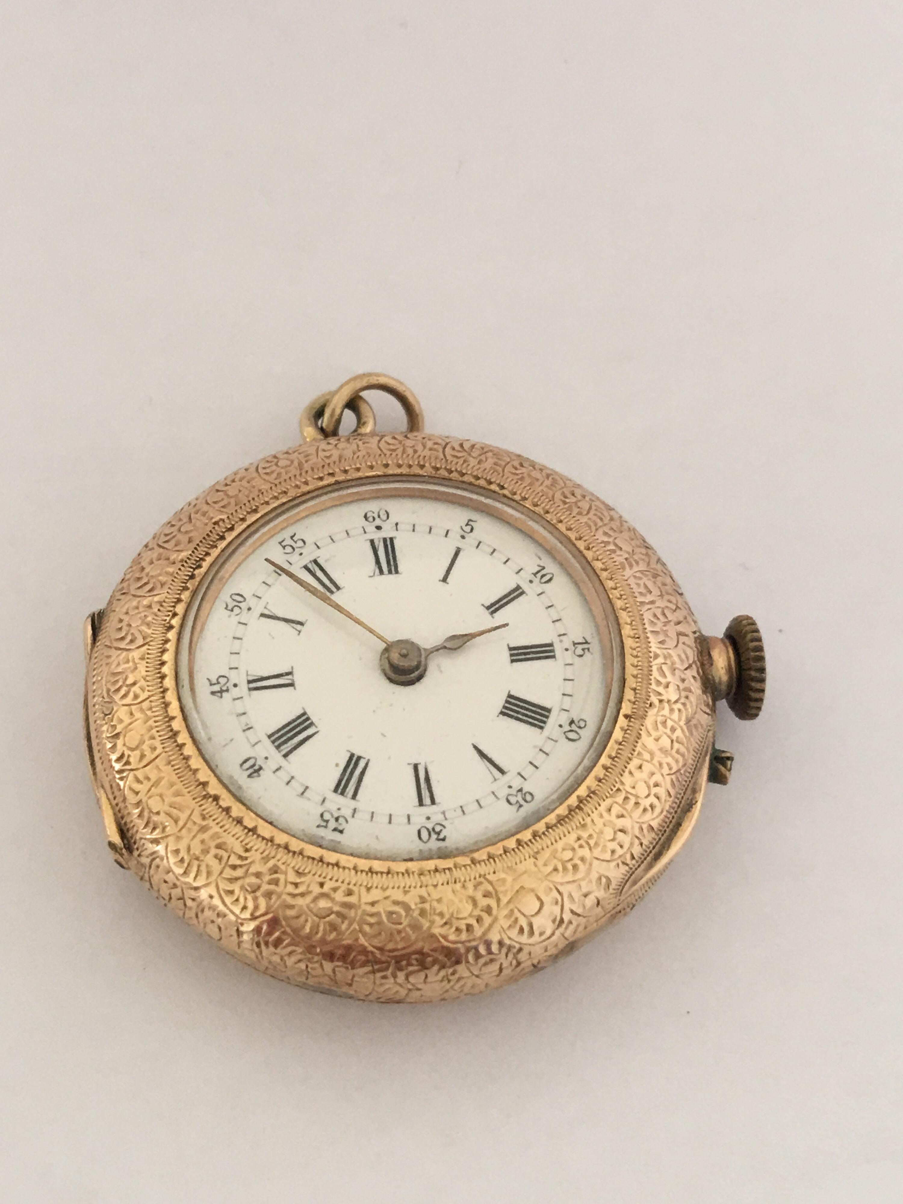 14 Karat Gold 33mm Vacheron Antique Pendant or Fob Watch For Sale 7