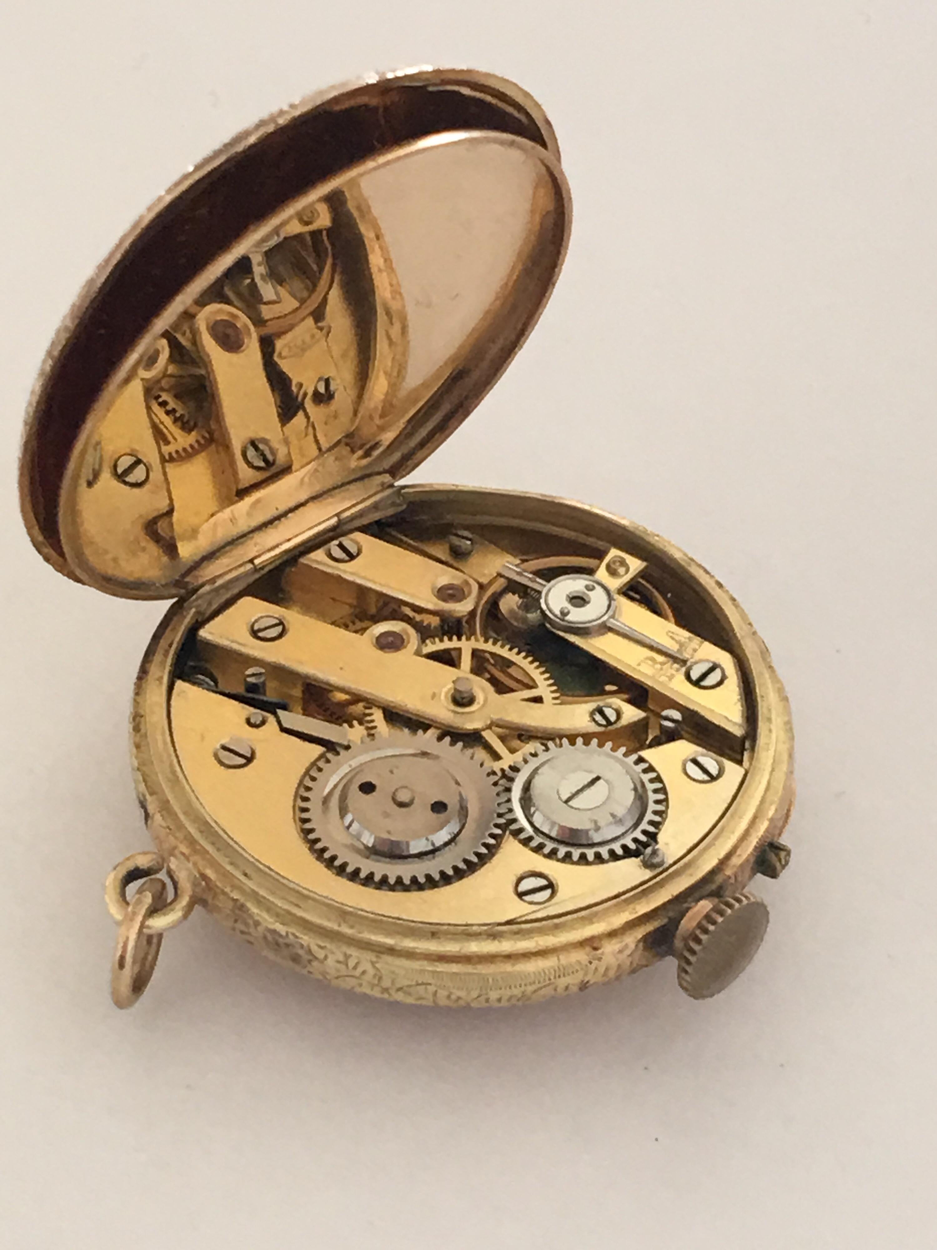 14 Karat Gold 33mm Vacheron Antique Pendant or Fob Watch For Sale 10