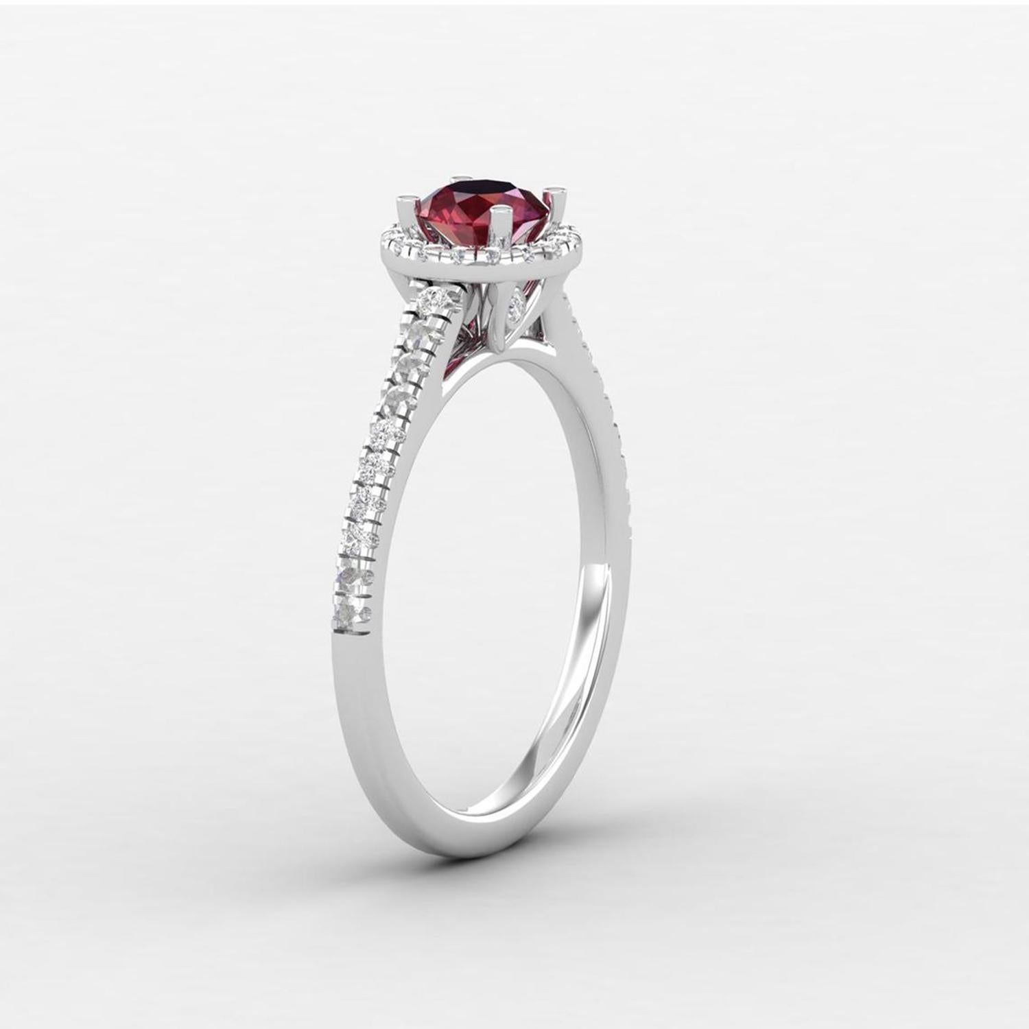 14 Karat Gold Ruby Ring / Round Diamond Ring / Solitaire Ring In New Condition For Sale In Jaipur, RJ