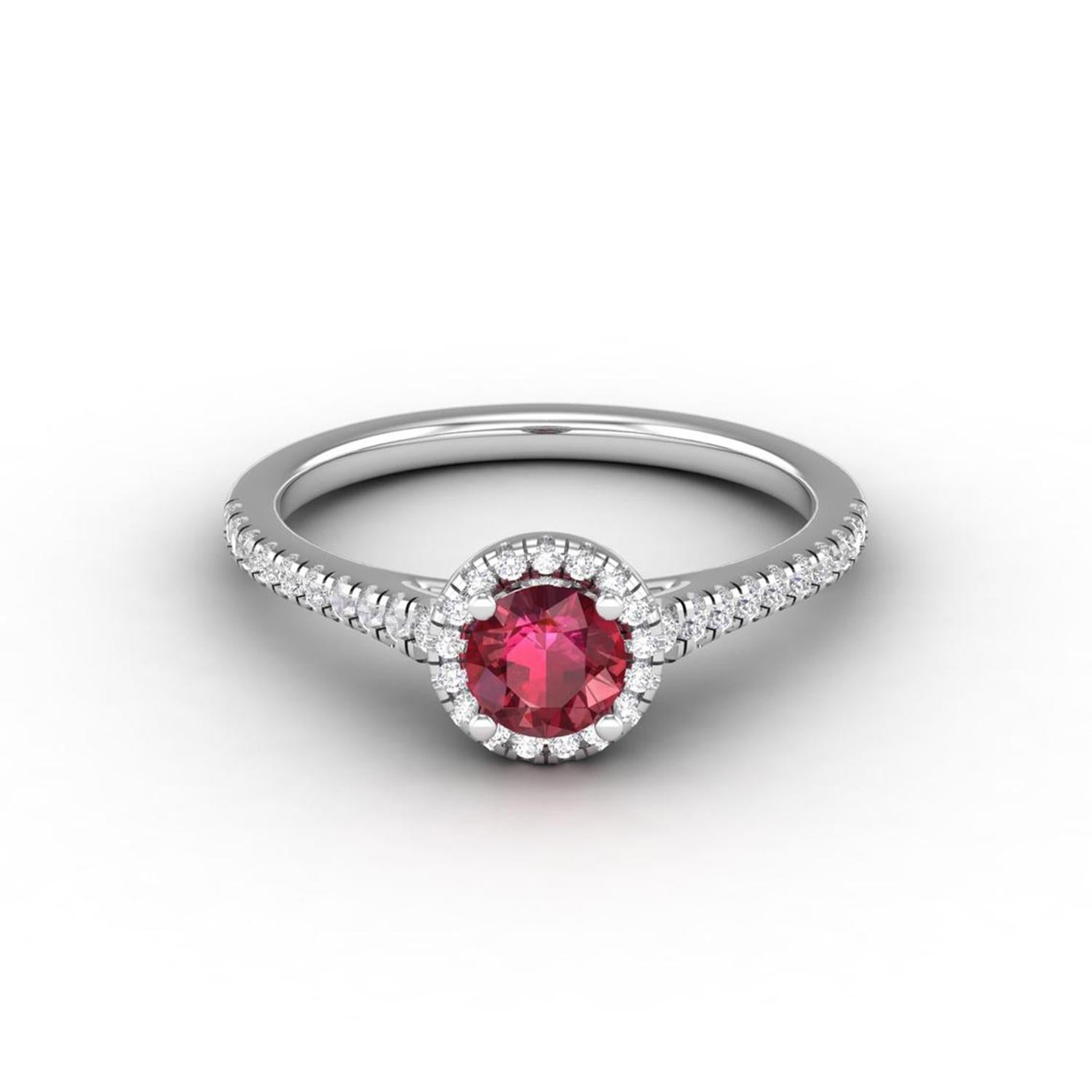 14 Karat Gold Ruby Ring / Round Diamond Ring / Solitaire Ring For Sale 1