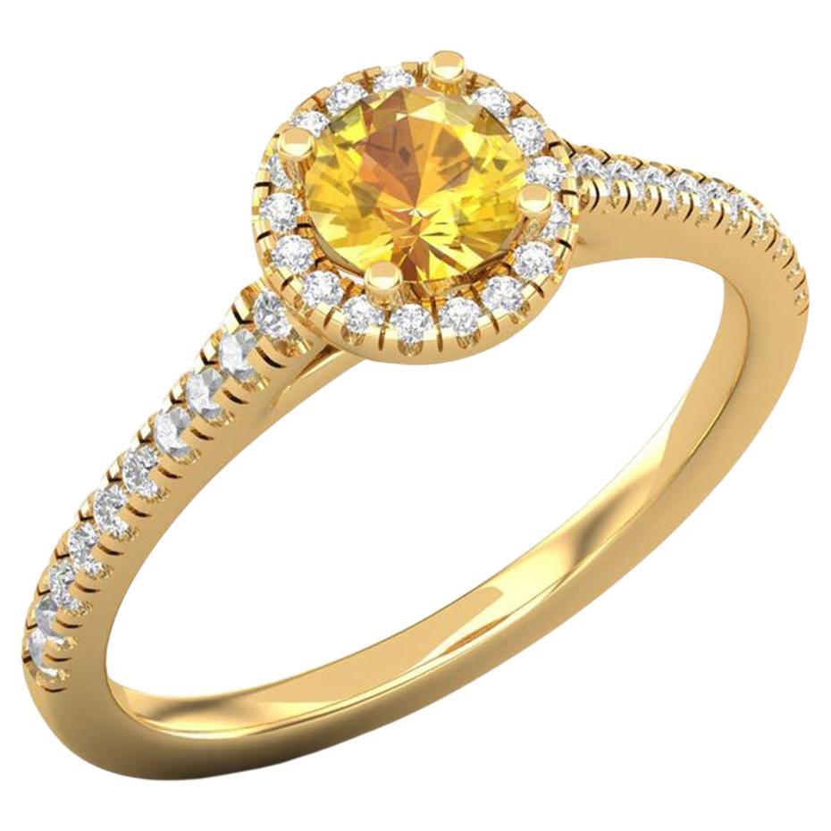 14 Karat Gold Saphir-Ring / Runder Diamantring / Solitär-Ring