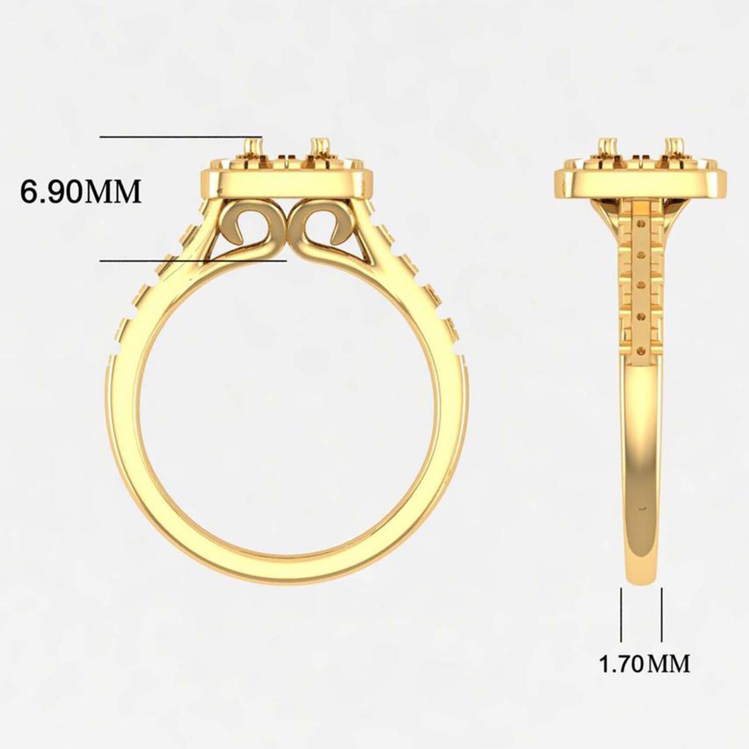 14 Karat Gold 5 MM Saphir Ring / 2 MM runder Diamantring / Solitär-Ring (Rundschliff) im Angebot