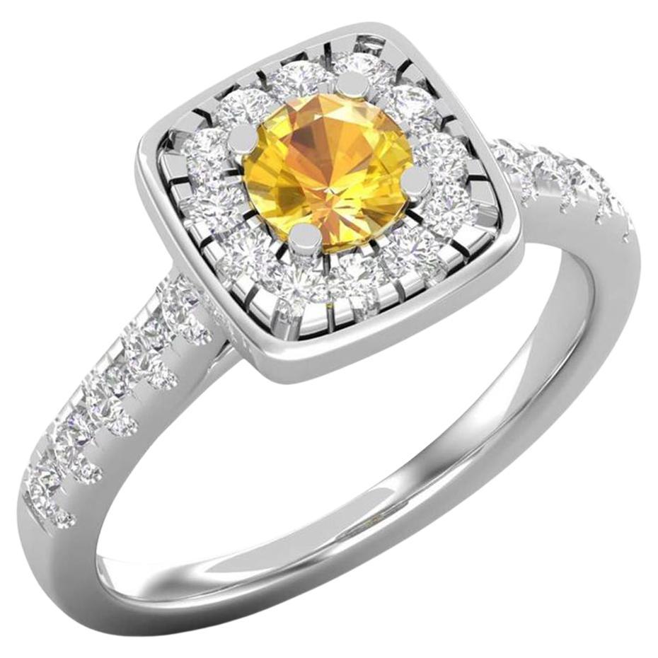 14 Karat Gold 5 MM Saphir Ring / 2 MM runder Diamantring / Solitär-Ring im Angebot