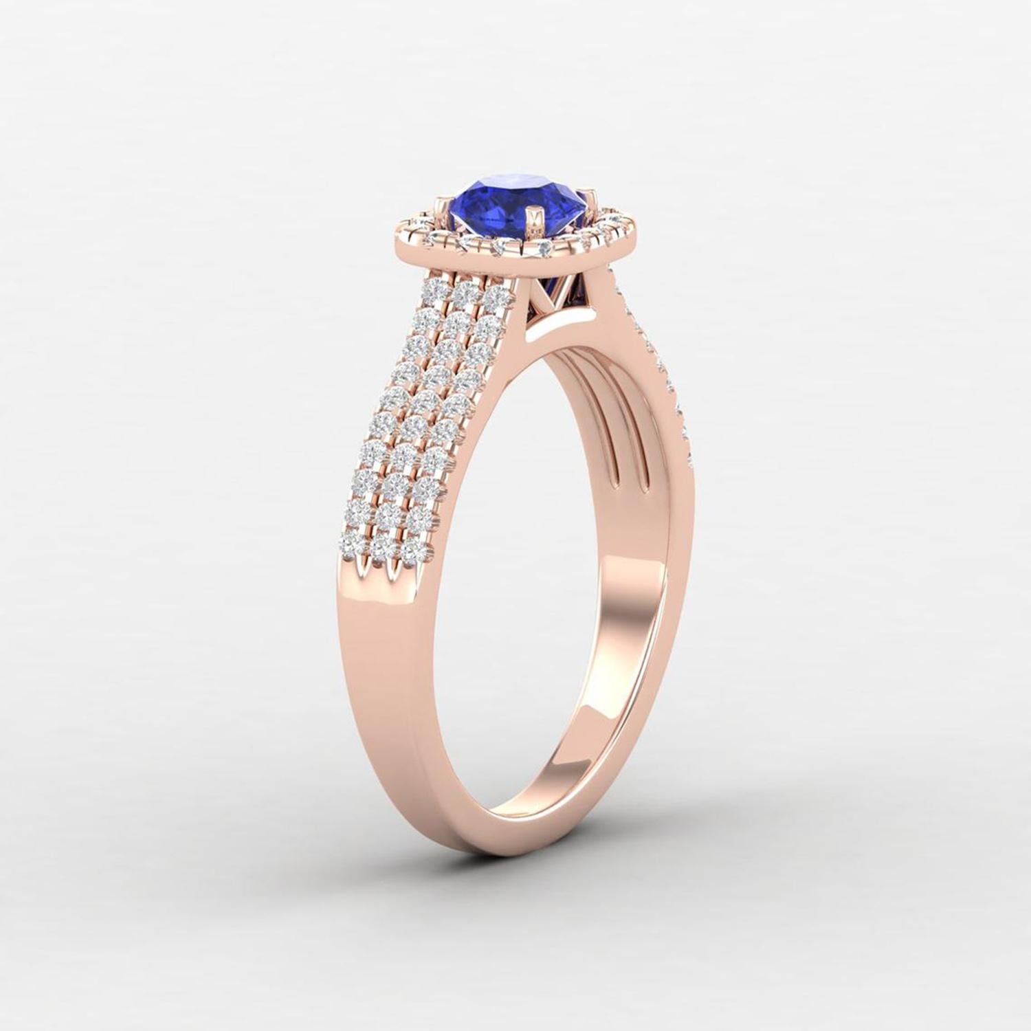 14 Karat Gold Tanzanite Ring / Diamond Solitaire Ring / Ring for Her In New Condition For Sale In Jaipur, RJ