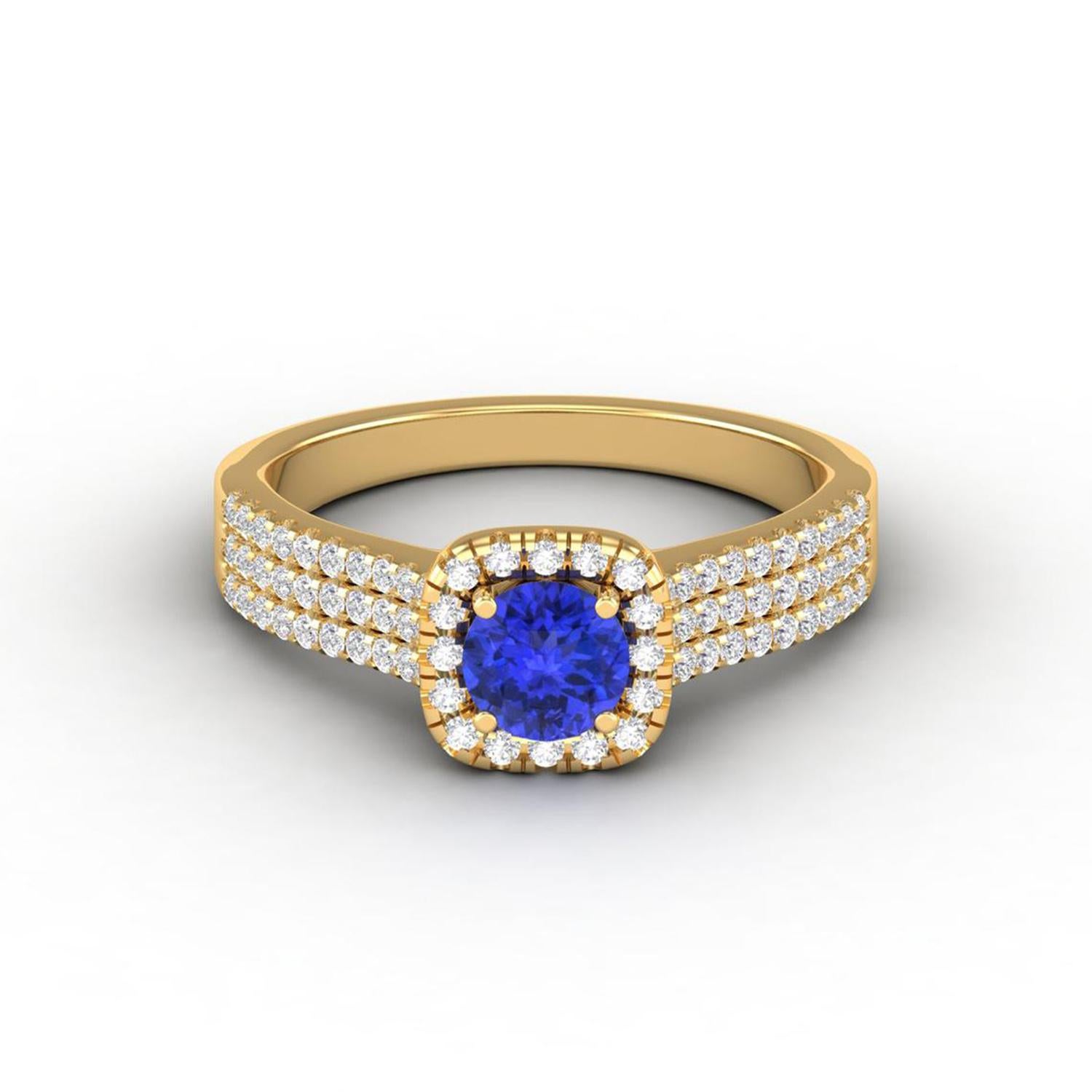 Women's 14 Karat Gold Tanzanite Ring / Diamond Solitaire Ring / Ring for Her For Sale