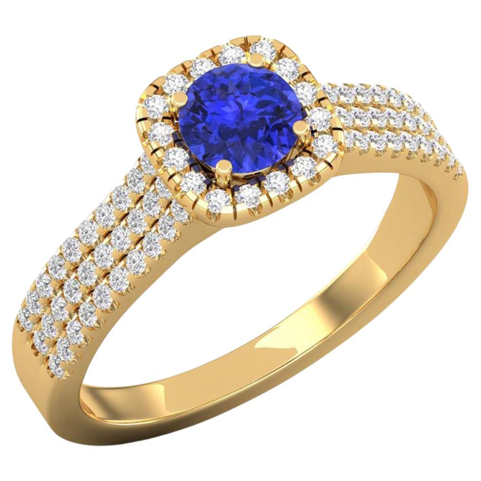 14 Karat Gold Tanzanite Ring / Diamond Solitaire Ring / Ring for Her