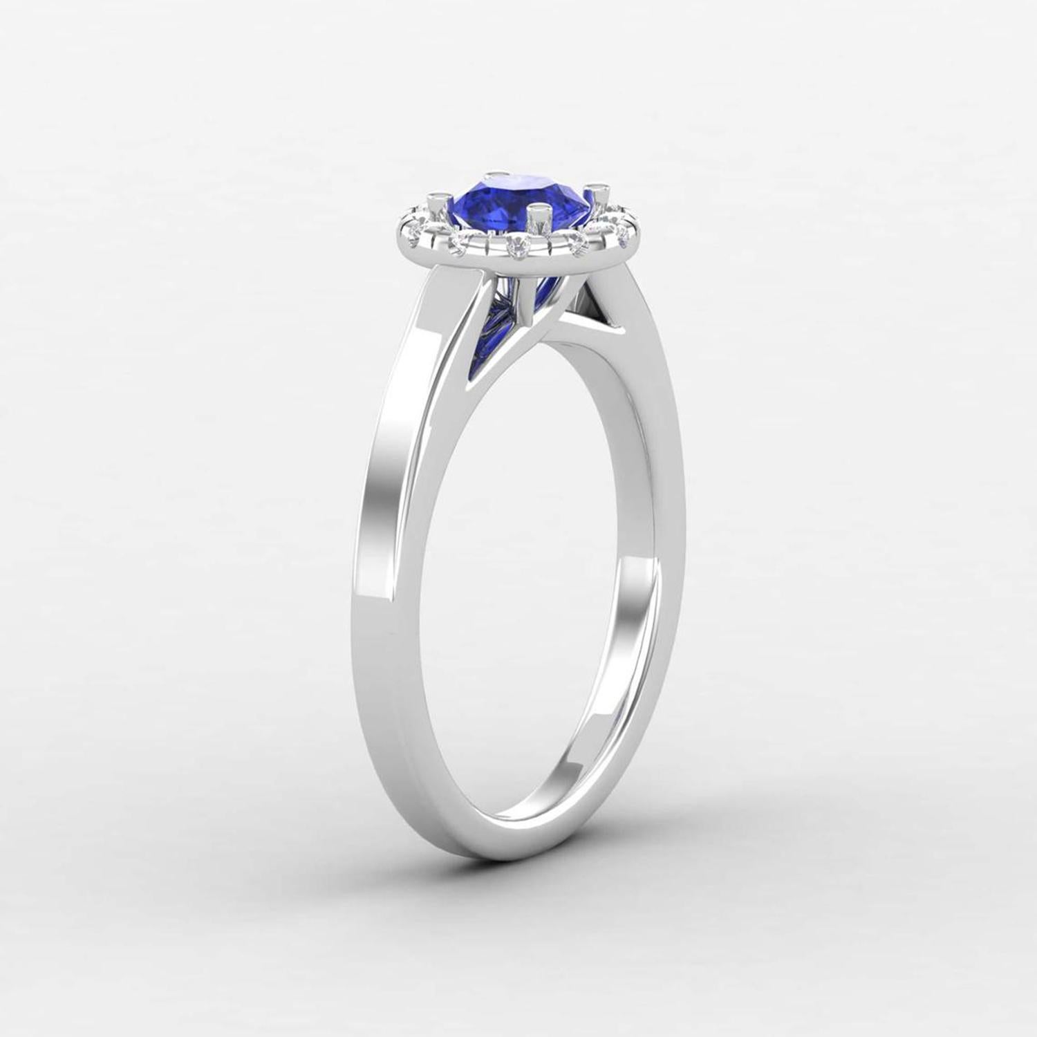 Modern 14 Karat Gold Tanzanite Ring / Diamond Solitaire Ring / Ring for Her For Sale