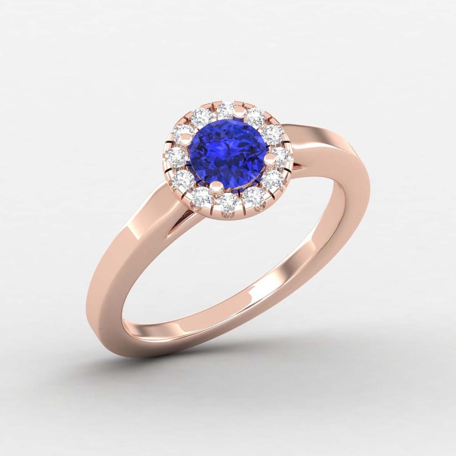 Women's 14 Karat Gold Tanzanite Ring / Diamond Solitaire Ring / Ring for Her For Sale