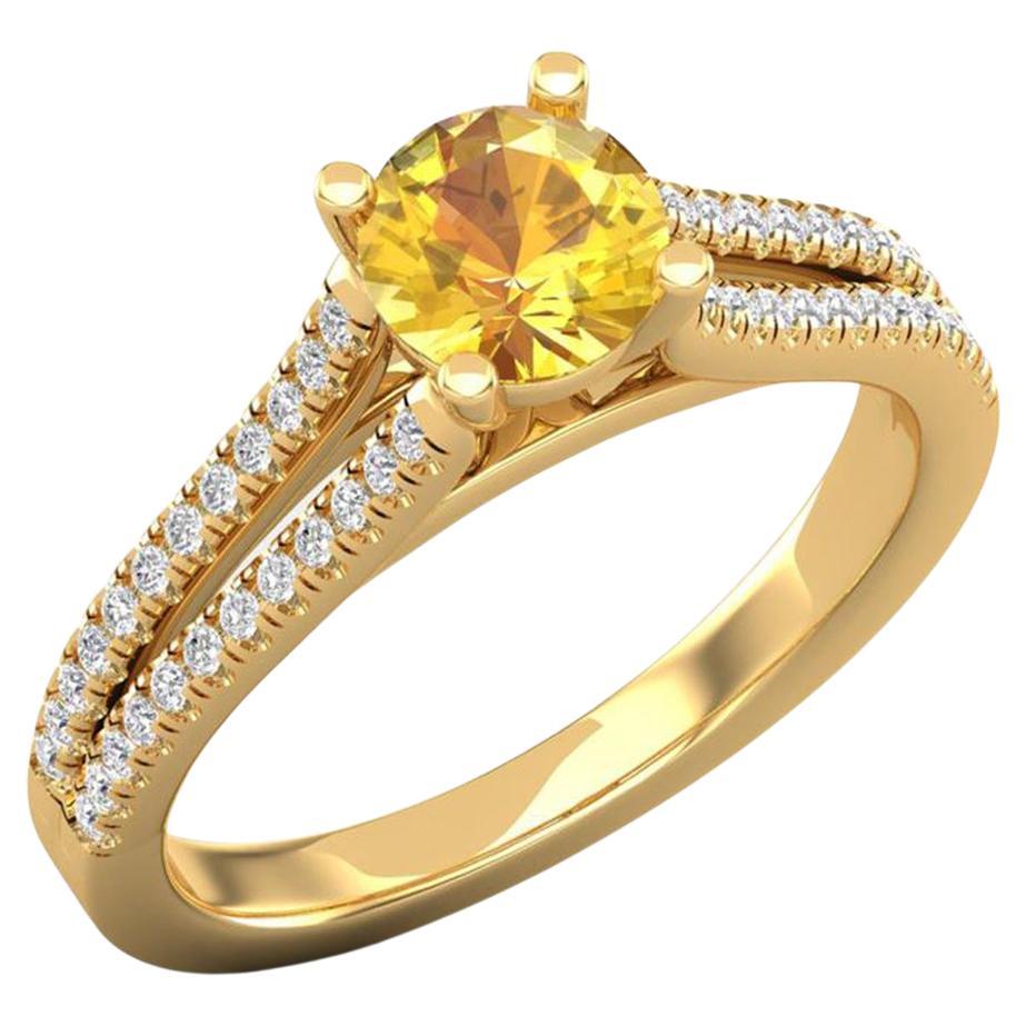 14 Karat Gold Yellow Sapphire Ring / Diamond Solitaire Ring / Ring for Her For Sale