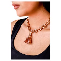 14 Karat Gold 64 Carat Trillion-Cut Morganite Diamond Solitaire Pendant Jewelry