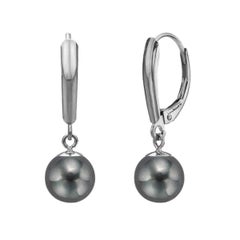 14 Karat Gold Aaa Black Cultured Freshwater Pearl High Luster Leverback Earring