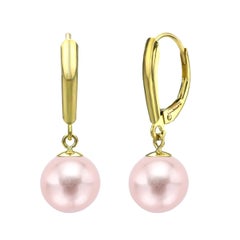 14 Karat Gold AAA Pink Cultured Freshwater Pearl High Luster Leverback Earring 14 Karat Gold AAA Pink Cultured Freshwater Pearl High Luster Leverback Earring