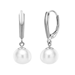 14 Karat Gold AAA White Cultured Freshwater Pearl High Luster Leverback Earrings
