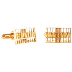 14 Karat Gold Abacus Cufflinks with Movable Parts
