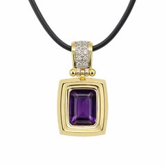 14 Karat Gold Amethyst Diamond Pendant, Like New Condition, Vibrant, 8.9 grams