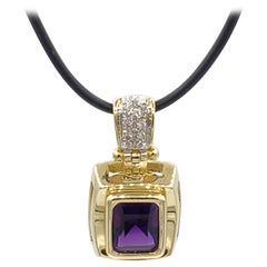 14 Karat Gold Amethyst Diamond Pendant, Like New Condition, Vibrant Purple