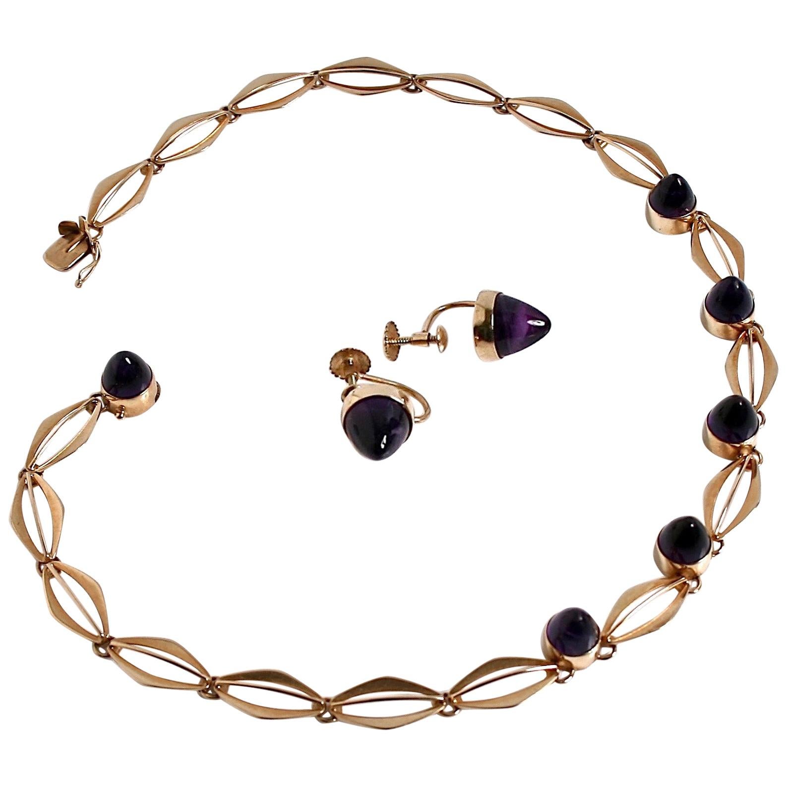 14 Karat Gold and Amethyst Necklace  For Sale
