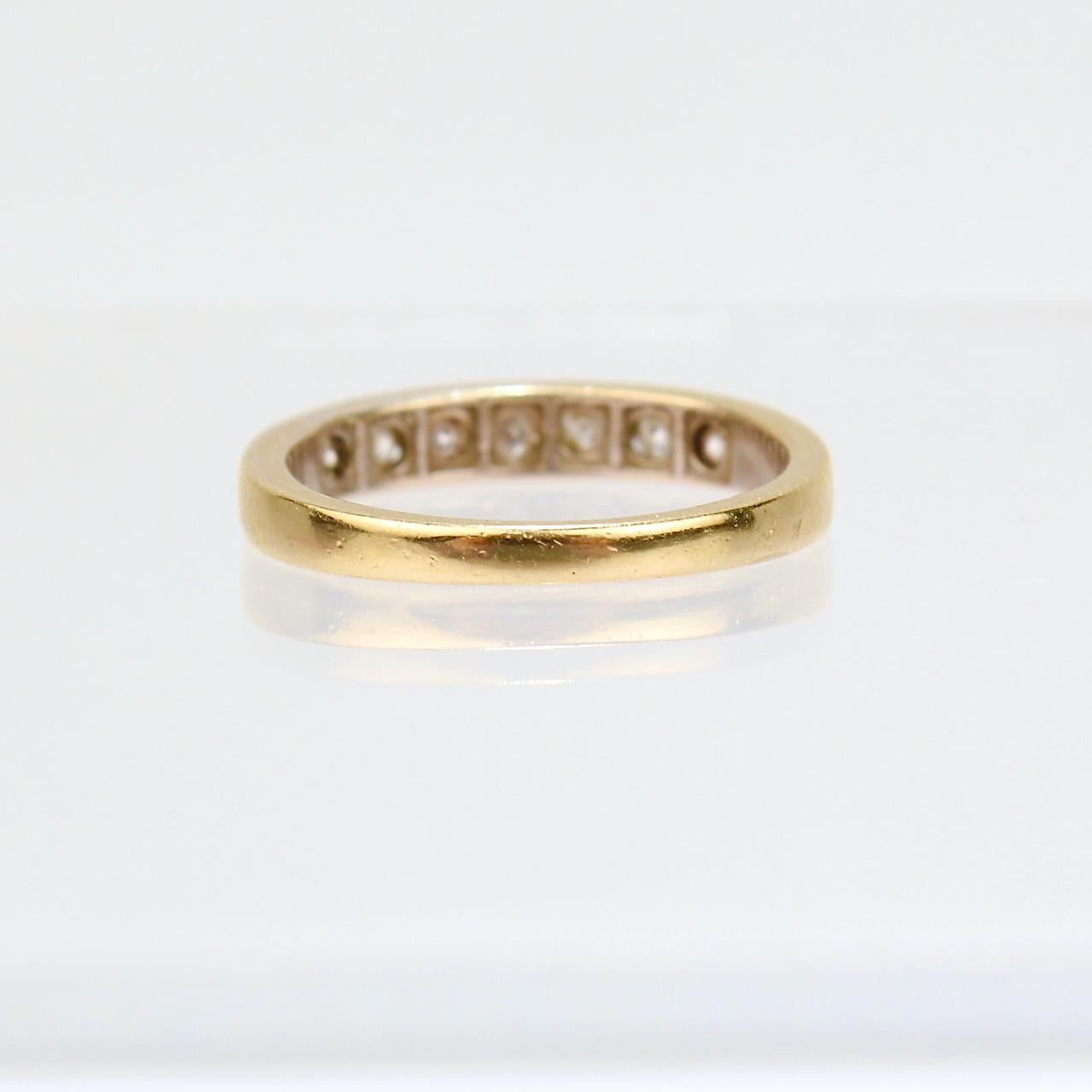 Modern 14 Karat Gold and Channel Set Diamond Band or Wedding Ring For Sale