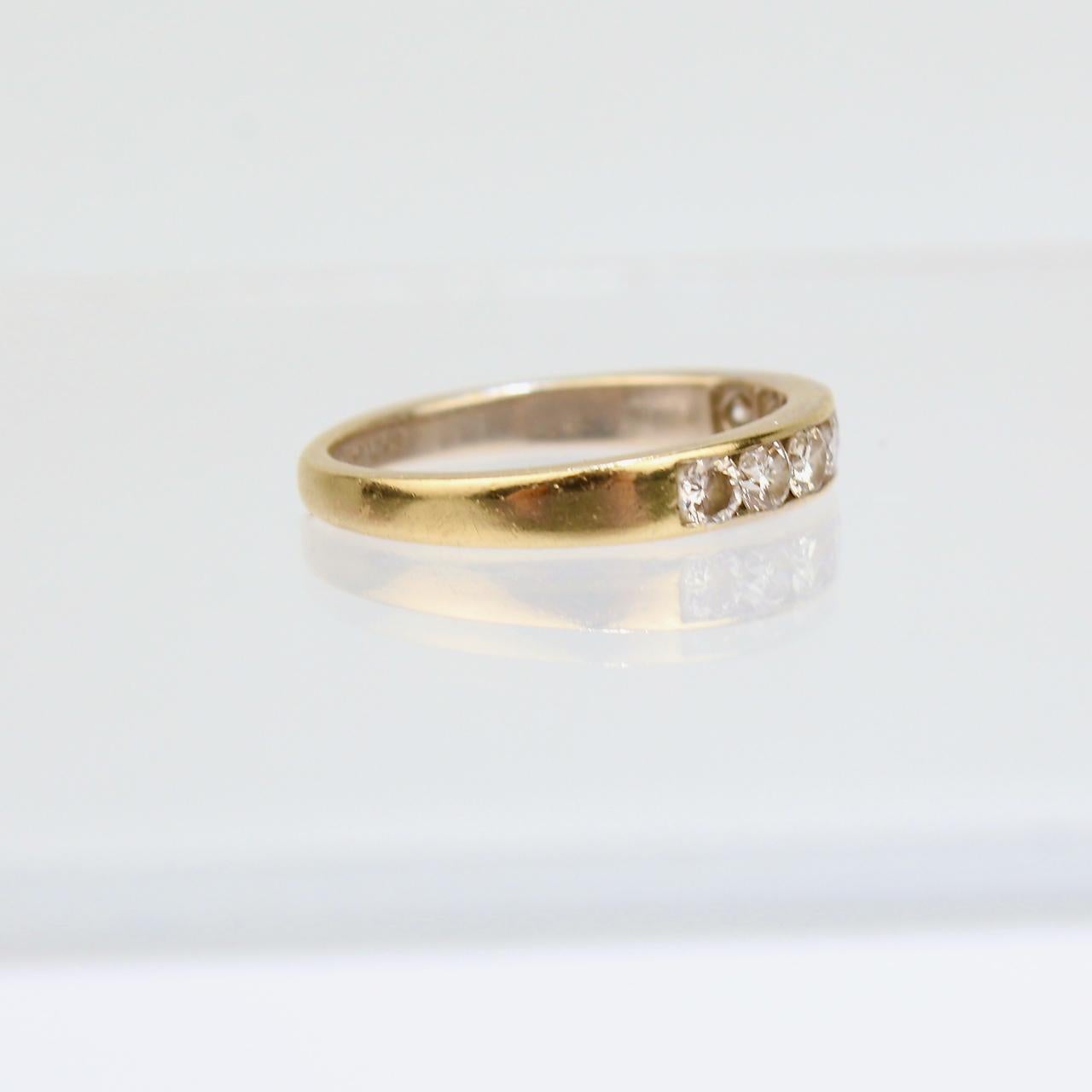 Brilliant Cut 14 Karat Gold and Channel Set Diamond Band or Wedding Ring For Sale