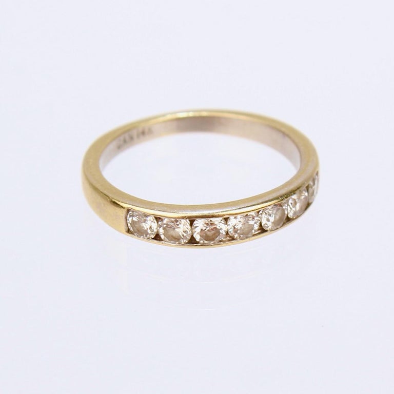 14 Karat Gold and Channel Set Diamond Wedding Band Ring For Sale at 1stDibs