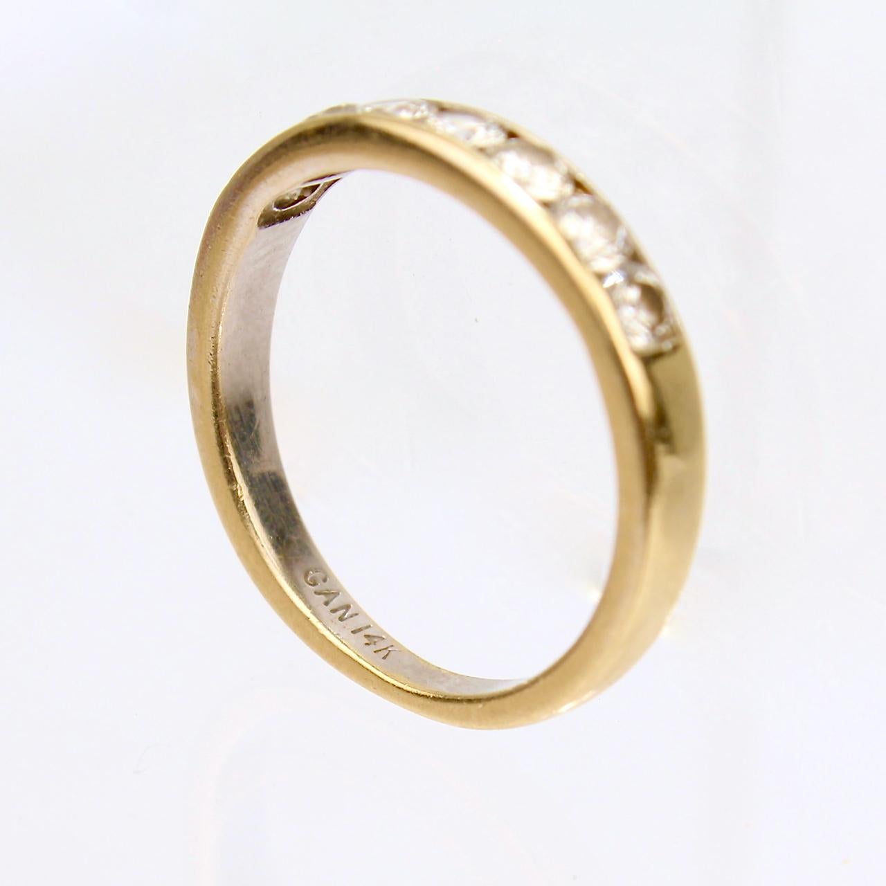 14 Karat Gold and Channel Set Diamond Band or Wedding Ring For Sale 1