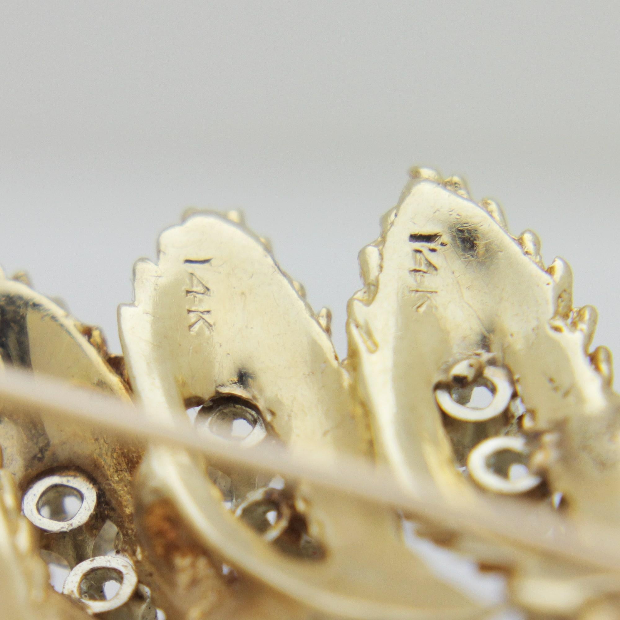 Broche fougère en or 14 carats et diamants Bon état - En vente à Brisbane, QLD
