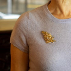 14 Karat Gold and Diamond Fern Brooch Pin