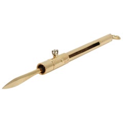 14 Karat Gold and Diamond Retractable Tooth Pick