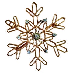 14 Karat Gold  and Diamond Snowflake Pin